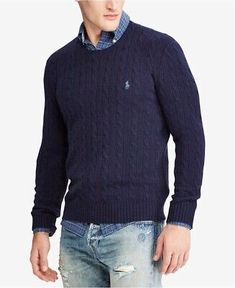 Classic Cable Knit Crew Neck Outerwear, Fitted Cable Knit Crew Neck Outerwear, Classic Crew Neck Cable Knit Outerwear, Casual Long Sleeve Cable Knit Polo Sweater, Classic Long Sleeve Cable Knit Polo Sweater, Cable Knit Long Sleeve Polo Sweater, Long Sleeve Cable Knit Polo Sweater, Casual Blue Ralph Lauren Sweater, Ralph Lauren Polo Sweater Women Cable Knit Blue