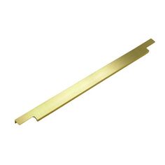 brass plated metal strip for the back of a door or window, isolated against a white background