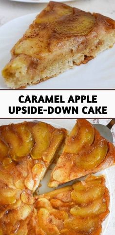 this is an image of caramel apple upside down cake