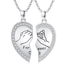 PRICES MAY VARY. Forever United: The Two Half Heart Necklace for Couples represents the perfect unity between you and your partner. Crafted from 925 sterling silver, this necklace features magnetic halves that join together to form a complete heart. It symbolizes the inseparable connection and shared love between you both. Perfect Couples' Jewelry: Whether you're celebrating a special milestone or just want to show your affection, our BF and GF Relationship Necklace is the perfect match for coup Silver Jewelry For Best Friend Gift On Valentine's Day, Silver Jewelry For Best Friend Valentine's Gift, Silver Heart Charm Necklace For Birthday Gift, Silver Heart Charm Necklace For Birthday, Silver Heart Cut Necklace For Birthday Gift, Silver Heart Pendant Jewelry For Best Friend, Silver Heart Jewelry For Friendship, Silver Heart Necklace For Birthday, Silver Double Heart Necklaces For Friendship