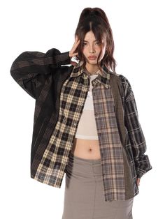 Oversized Shirt For Layering In Fall, Oversized Shirt For Fall Layering, Oversized Fall Shirt For Layering, Oversized Patchwork Long Sleeve Shirt, Oversized Long Sleeve Patchwork Shirt, Fall Relaxed Fit Patchwork Shirt, Oversized Patchwork Shirt For Fall, Summer Y2k Outfits, Y2k Summer Outfits