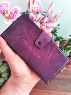 Purple Leather Wallet, Christmas Gift, Purple Purse, Women Purse, Leather Purse, Perseonalized Wallet, Phone Holder Wallet, money clip wallet, iphone wallet,  groomsmen gifts ❗This product is made of completely calf leather.❗ 👷Our product, which we prepared from 1.5 mm aged leather with traditional methods, is stylish and very useful, as well as having very high quality workmanship and materials. 🤎The use of handmade and quality leather will enable it to accompany you for many years, and it will acquire a completely special color for you as you use it. 💯Since our products are 100% handmade and the main material we use is leather, there may be slight differences from the images. ⭐ MAIN FEATURES ⭐ FEMALE AND MALE CAN USE ⭐ 1st CLASS CALF LEATHER ⭐ QUALITY WORKMANSHIP ⭐ 2 BIG SECTIONS ⭐ 8 Purple Leather Wallet For Gift, Purple Leather Wallet As A Gift, Purple Leather Wallets For Gifts, Purple Leather Wallet As Gift, Purple Rectangular Card Holder Gift, Rectangular Purple Card Holder Gift, Purple Coin Purse With Card Slots As Gift, Purple Wallets With Interior Card Slots Gift, Purple Wallet With Interior Card Slots Gift