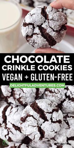 chocolate crinkle cookies vegan and gluten - free are the perfect dessert for valentine's day