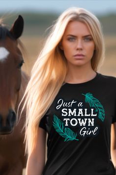 Exclusive to Bourbon Cowgirl, this Just a Small Town Girl graphic tee is a cute t-shirt for country girls, farm girls, cowgirls and any sweet southern or small town woman. Sizes S-XL and high quality USA made shirts on a Bella Canvas tee.