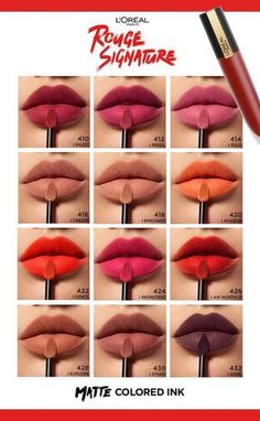 Colored Lipstick, Bentuk Alis, Beauty Products You Need, Best Hair Care Products, Lipstick Kit, Beauty Make-up, Lip Swatches, Lipstick Swatches, Beauty Products Drugstore