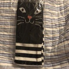 Striped Knee High Cat Socks. Never Worn Cute Black Stretch Socks, Cute Stretch Black Socks, Cat Socks, Knee High, White Black, White And Black, Socks, Black White, Black And White