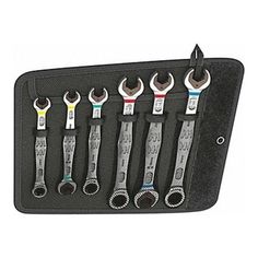 Combination Wrench Set, Alloy Steel, Nickel Chrome, Number of Tools 6, Range of Head Sizes 10 mm to 19 mm, Head Offset Angle 0 Degrees , Standard, Pouch, Metric, 10 mm, 13 mm, 17 mm, 19 mm, Hex, Opening Angle (Deg.) 0 Degrees Color: Silver. Point Design, Precision Tools, Mechanic Tools, Wrench Tool, Safety Equipment, Electric Lighter, Wrench Set, Tool Accessories, Workshop Equipment