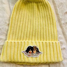 Nwt Fiorucci Icon Angels Bobble Hat Yellow Unisex Italian Brand 100 % Cotton Retro Cotton Hat, White Bucket Hat, Angels Baseball, Bobble Hat, Bobble Hats, Brand Colors, Hat Designs, Beanie Hats, Accessories Hats