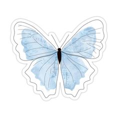 a blue butterfly sticker with watercolor effect on it's wings and back