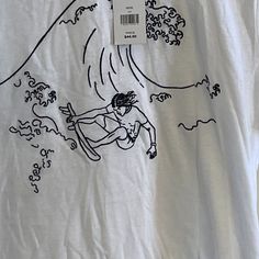 Surfer Embroidered French Connection T-Shirt! Unique And Fun! French Connection, White Black, White And Black, Black White, Womens Tops, Tops & Tees, T Shirt, Women Shopping, White