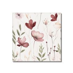 an abstract floral wallpaper with pink flowers and green leaves on a white background,