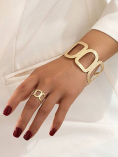 Geometric Bangle, Plus Sign, Perfect Gift For Girlfriend, Bangle Ring, Women's Jewelry Sets, Geometric Ring, Adjustable Bangle, Watches Women Fashion, Ladies Party