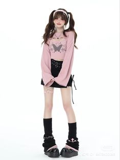 Style Kawaii, Female Pose Reference, Kawaii Fashion Outfits, Tanktop Girl, Female Poses, Pink Outfit, Kpop Outfits, Korean Outfits, Kpop Fashion