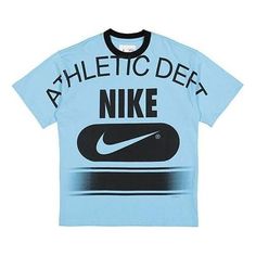 Nike NRG Massive Dept T-Shirt 'Blue' DX5839-499 Blue T-shirt With Logo For Streetwear, Blue Logo T-shirt For Streetwear, Sporty Blue Tops With Logo, Nike Blue Sportswear T-shirt, Sports Logo T-shirt In Athleisure Style, Blue Sportswear T-shirt With Letter Print, Athleisure Sports T-shirt With Logo, Athleisure T-shirt With Sports Logo, Blue Sportswear T-shirt With Graphic Print