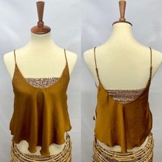 From Free People Comes This Satin Layered Camisole In Size Small With Sequin Inset In Gorgeous Amber. Whether It’s A Night In Or A Night Out You Will Be Looking Chic And Stylish In This Intimately Free People Winner. Features Adjustable Strapsboho Fun Sequin Beachy Poolside Hangin Out Nighty Night Bra-friendly Cami Top For Party, Bra Friendly Cami Top For Party, Crop Top Camisole Vest For Night Out, Bra Friendly Sleeveless Camisole For Party, Bra-friendly Cami Top For Night Out, Summer Lace Top Camisole For Night Out, Bra Friendly Cami Top For Night Out, Bra-friendly Camisole Tank Top For Night Out, Bra-friendly Tank Tops For Night Out