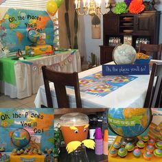 there is a table set up for a child's birthday party