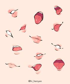 many different types of lips on a pink background