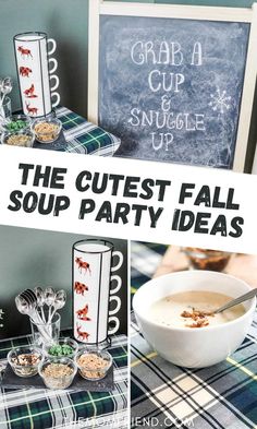 Easy soup party ideas and tips. Fall Soup Party, Soup Potluck, Soup Party Ideas, Winter Party Foods, Christmas Party Buffet, Potluck Themes, Sledding Party