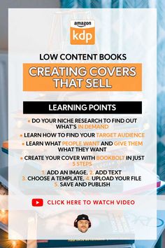 a stack of books with the text low content books creating covers that sell learning points do your niche research find out what's