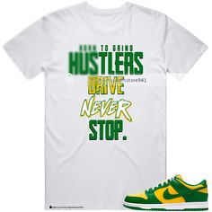 Shirt To Match Jordan 1 Brazil | eBay Casual Streetwear Shirt With Front Print, Casual Sports Shirt With Graphic Print, Casual Sports Polo Shirt, Green Casual Shirt For Streetwear, Casual Green Shirt For Streetwear, Sporty Green Shirt With Letter Print, Urban Green Tops For College, Casual Pre-shrunk Shirt For Streetwear, Graphic Tee Sports Shirt In Green