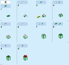 the instructions for how to make a lego christmas tree with presents and gifts on it