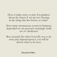 a quote from elizabeth eliot about how to pray for god's grace and the future