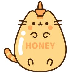 a cartoon cat with the word honey written on it