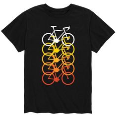 a black t - shirt with colorful bicycles on it