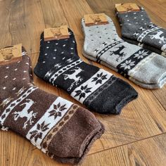 Product details: 2 x Pairs (multicolor) Materials: 100% Alpaca Wool (sustainable) Sizes: EU 39-42 | US 6-9 | UK 5.5-8.5 EU 43-46 | US 10-13 | UK 9.5-12.5 Embrace the ultimate warmth and comfort this winter with our luxuriously soft 100% Alpaca Wool Socks, featuring charming deer and snowflake designs. These socks are not just a winter wardrobe essential, but also make a thoughtful Christmas gift for your loved ones. Crafted from 100% pure alpaca wool, these socks offer superior insulation, keepi Winter Socks Cozy, Winter Wardrobe Essentials, Thoughtful Christmas Gifts, Snowflake Design, Wool Winter, Winter Socks, Wool Socks, Snowflake Designs, Alpaca Wool