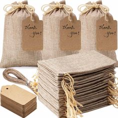 burlap bags with thank you tags on them