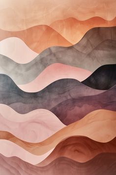 an abstract painting with wavy lines in pastel colors on the wall and below it