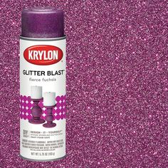 a purple spray can with glitter on it