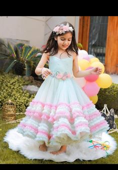 Hand Made Designer Kids Blue and Pink Combination Frock for 1 - Etsy India Birthday Frocks For Kids, Blue And Pink Combination, Gown For Birthday, Frock For Kids, Birthday Frocks, Photoshoot Boy, Pink Combination