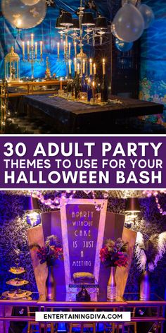 halloween party with balloons and decorations