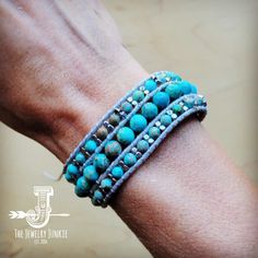 A woven turquoise bracelet featuring genuine Regalite stones with a textured western-inspired design Turquoise Stones, Genuine Turquoise, Stone Bracelet, Turquoise Stone, Western Fashion