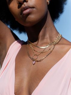 A classic piece for your collection, the Konani is a stunning addition. Made from 18kt Gold Filled, this versatile, elegant necklace is a striking statement worn alone or with a bevy of other beauties. This chain style is delicate; be careful not to bend, squeeze, or fold as it may permanently damage the chain. Always store it flat to keep it protected. ✦ DETAILS ✦ ✧ Konani - (koh-NAH-nee) - shining. ✧ Available in 2 thicknesses; 4mm or 5mm. ✧ 18kt gold filled herringbone chain. ✧ All Ke Aloha J Luxury Oval Link Delicate Chain Jewelry, Luxury Necklaces With Adjustable Chain For Layering, Elegant Gold-plated Herringbone Necklace, Elegant Gold-tone Necklace With Figaro Chain, Elegant Gold-tone Figaro Chain Necklace, Luxury Delicate Chain Necklaces For Layering, Elegant Gold Plated Figaro Chain Necklace, Elegant Gold-plated Figaro Chain Necklace, Elegant Rose Gold Figaro Chain Jewelry