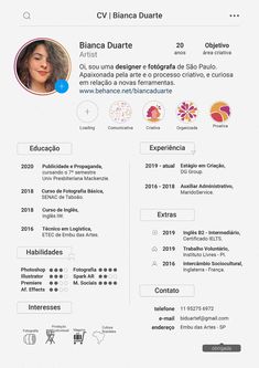 a resume with an image of a woman on the front and back page, in spanish