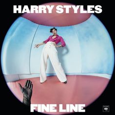 harry styles'fine line album cover with an image of a woman in pink shirt and white pants