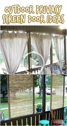 an outdoor privacy screen door is shown in three different pictures with the words, outdoor privacy screen door ideas