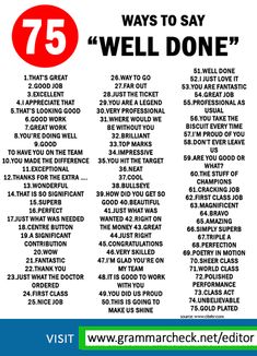 a poster with the words 75 ways to say well done