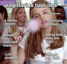 a girl blowing a dandelion with the caption sagittrius turn ons