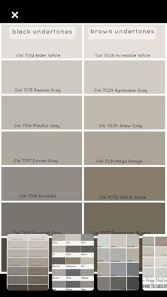 the different shades of paint that are available in this color scheme, including brown and gray