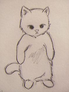 a drawing of a cat sitting on its hind legs