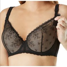 New With Tags Sexy Nursing Bra Black Lace Full Cup Bra, Black Full Cup Lace Bra, Elegant Black Full Cup Nursing Bra, Elegant Full Cup Black Nursing Bra, Elegant Black Nursing Bra With Medium Support, Elegant Black Nursing Bra, Elegant Black Underwire Nursing Bra, Elegant Black Nursing Bra With Padded Cups, Fitted Black Nursing Bra With Padded Cups