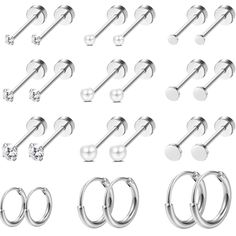 PRICES MAY VARY. 【Earrings Sets for Multiple Piercings】: You can receive 9 pairs of tiny stud earrings and 3 pairs of hoop earrings. small cubic zirconia earrings, pearl earrings, dot earrings. Classic Earrings studs Piercings set. 【18k Gold Plated Earrings】: These small stud hoop earrings are made of stainless steel, lead and nickel free, hypoallergenic, 18k gold plating, non tarnish, smooth surface, cubic zirconia shiny and dazzling, make you charming and confident. 【Small Stud Earrings Size】: Hoop Cartilage Earrings, Dot Earrings, Earrings Sets, Multiple Piercings, Earrings Classic, Cartilage Earrings Hoop, Flat Back Earrings, Classic Earrings, Tiny Studs