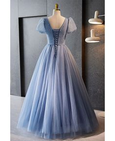 Get 10% off now! Buy modest blue tulle ballgown prom dress with beadings short sleeved at cheap price online. Free stable shipping and pro custom service since 2009. Blue Ballgown Prom Dress, Blue Ballgown, Ballgown Prom Dress, Prom Dress With Sleeves, Tulle Ballgown, Chic Evening Dress, Blue Tulle, Evening Dresses Cocktail, Prom Dresses With Sleeves