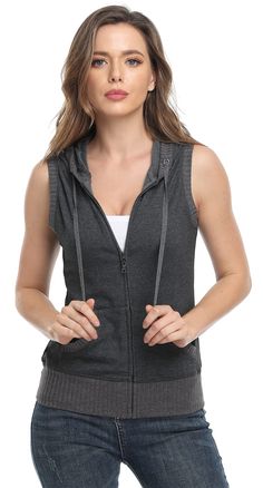 PRICES MAY VARY. ❤️ Sleeveless premium zip up hoodie, Regular fit / Sleeveless / Solid / Zipper closure / Drawstring hoodie / Side pockets / Ribbed armholes and bottom hemline. ❤ The Sleeveless is the trend of today and therefore these Zip up Hoodie ensure high style quotient while letting you be comfortable. ❤ Fabric: Main:65%polyester, 35%cotton. high quality,lightweight and soft material that makes you feeling well for the soft skin. ❤ Occasion : Sports, Uniform, Casual, Jogging, Tennis and m Vest Hoodie, Sports Uniform, Zip Up Vest, Hoodie Vest, Hoodie White, Hooded Vest, Sleeveless Hoodie, Sleeveless Jacket, Soft Skin