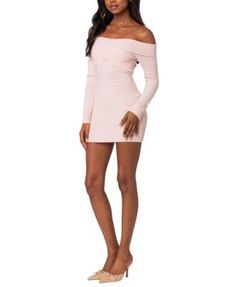 Edikted Criss Cross Knit Mini Dress Knit Mini Dress, Criss Cross, Off The Shoulder, Light Pink, Pick Up, In Store, Buy Online, Shop Now, Mini Dress