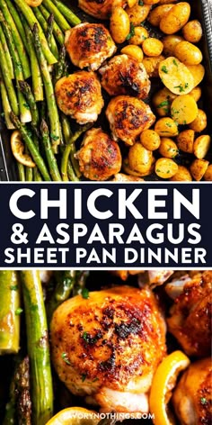 chicken and asparagus sheet pan dinner with lemons