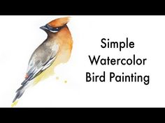 watercolor bird painting with the words simple watercolor bird painting on it's side